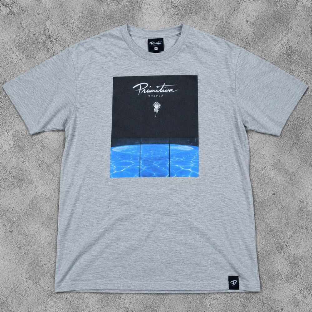 Primitive Men’s Medium Gray Graphic T-Shirt Blue Black Skate Streetwear Tee